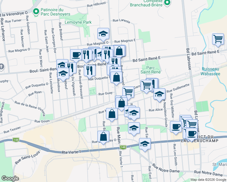 map of restaurants, bars, coffee shops, grocery stores, and more near in Gatineau