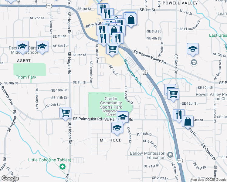 map of restaurants, bars, coffee shops, grocery stores, and more near 2430-2432 Southeast 9th Court in Gresham