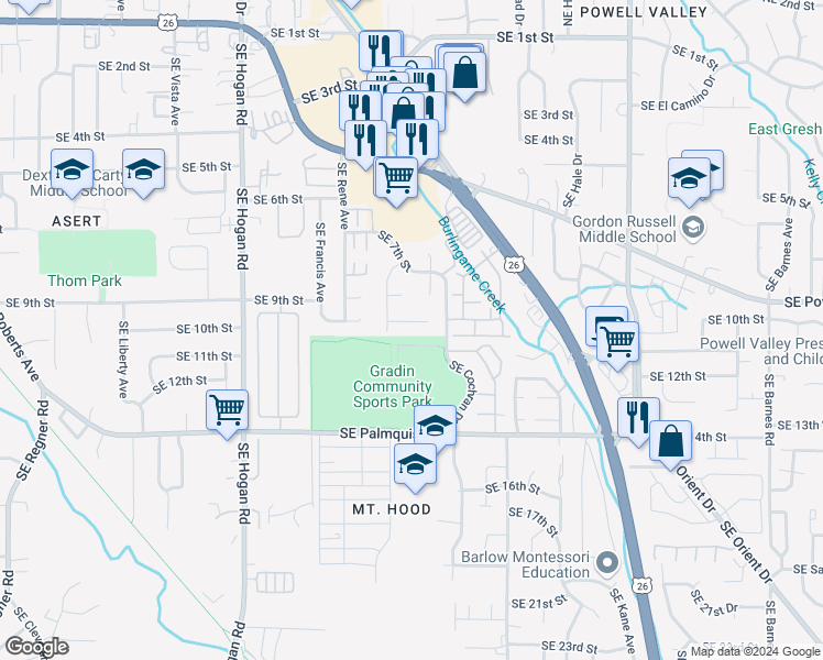 map of restaurants, bars, coffee shops, grocery stores, and more near 2430-2432 Southeast 9th Court in Gresham