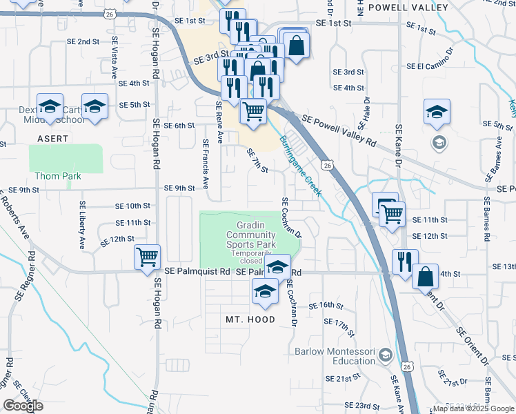 map of restaurants, bars, coffee shops, grocery stores, and more near 2430-2432 Southeast 9th Court in Gresham