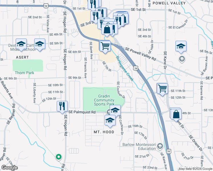 map of restaurants, bars, coffee shops, grocery stores, and more near 2430-2432 Southeast 9th Court in Gresham