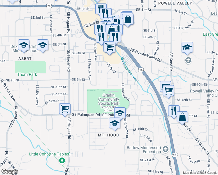 map of restaurants, bars, coffee shops, grocery stores, and more near 2430-2432 Southeast 9th Court in Gresham