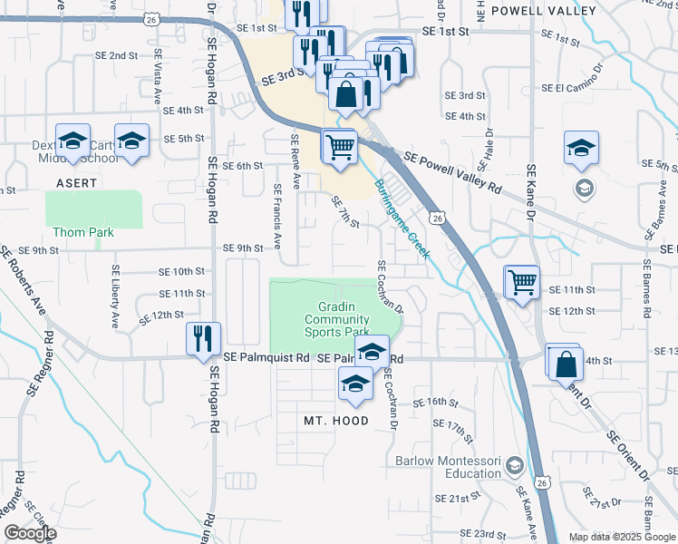 map of restaurants, bars, coffee shops, grocery stores, and more near 2430-2432 Southeast 9th Court in Gresham