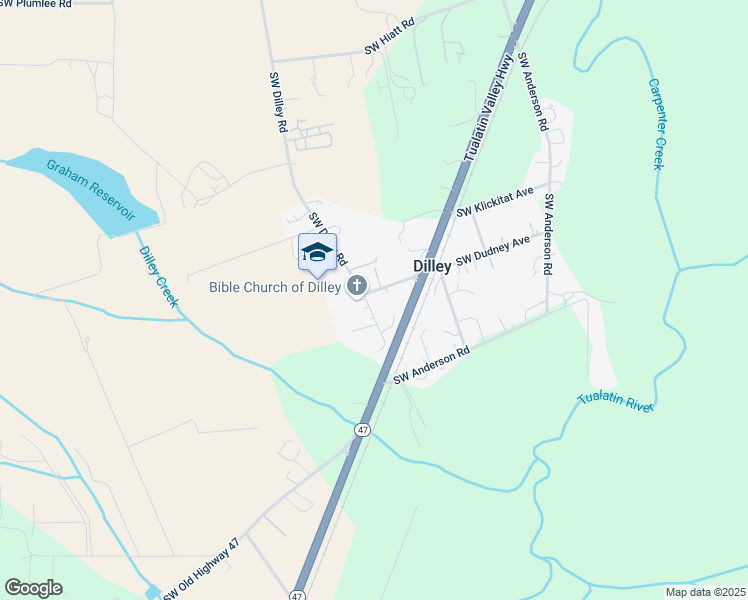 map of restaurants, bars, coffee shops, grocery stores, and more near 4297 Southwest Dilley Road in Forest Grove
