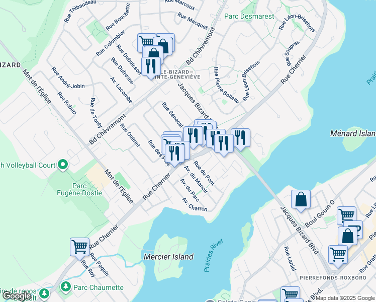 map of restaurants, bars, coffee shops, grocery stores, and more near 362 Rue Daniel-Johnson in Montréal