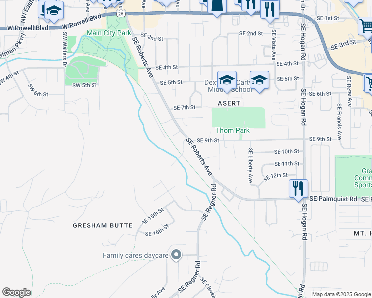 map of restaurants, bars, coffee shops, grocery stores, and more near 903 Southeast Roberts Avenue in Gresham
