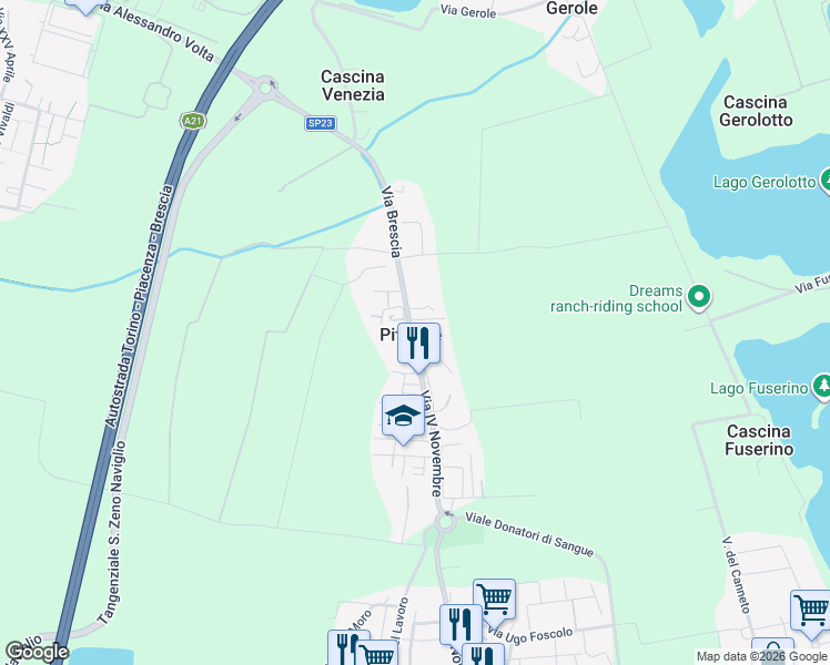 map of restaurants, bars, coffee shops, grocery stores, and more near 315B Via IV Novembre in Borgosatollo