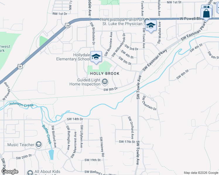 map of restaurants, bars, coffee shops, grocery stores, and more near 745 Southwest Riverview Place in Gresham