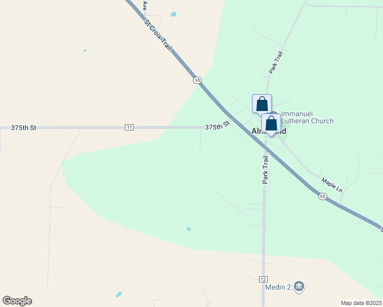 map of restaurants, bars, coffee shops, grocery stores, and more near 15535 375th Street in Taylors Falls