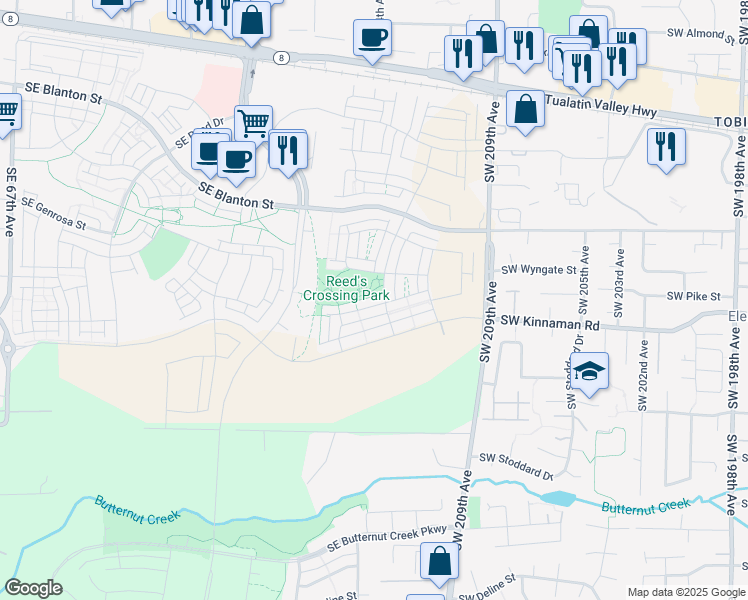 map of restaurants, bars, coffee shops, grocery stores, and more near 4001-4199 SW 209th Ave in Aloha