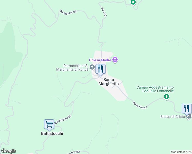 map of restaurants, bars, coffee shops, grocery stores, and more near 5 Via Santa Margherita in Santa Margherita