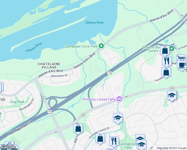 map of restaurants, bars, coffee shops, grocery stores, and more near in Ottawa