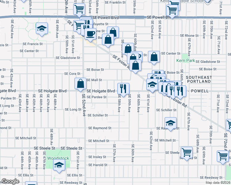 map of restaurants, bars, coffee shops, grocery stores, and more near in Portland