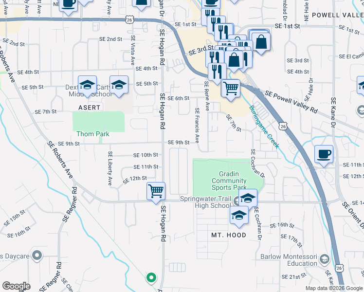 map of restaurants, bars, coffee shops, grocery stores, and more near 2001-2299 Southeast 9th Street in Gresham
