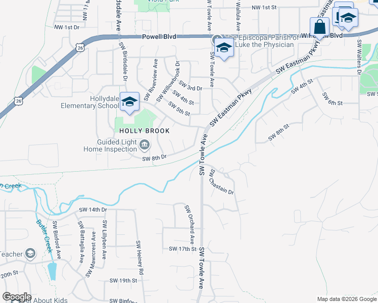 map of restaurants, bars, coffee shops, grocery stores, and more near 1658 Southwest 8th Drive in Gresham