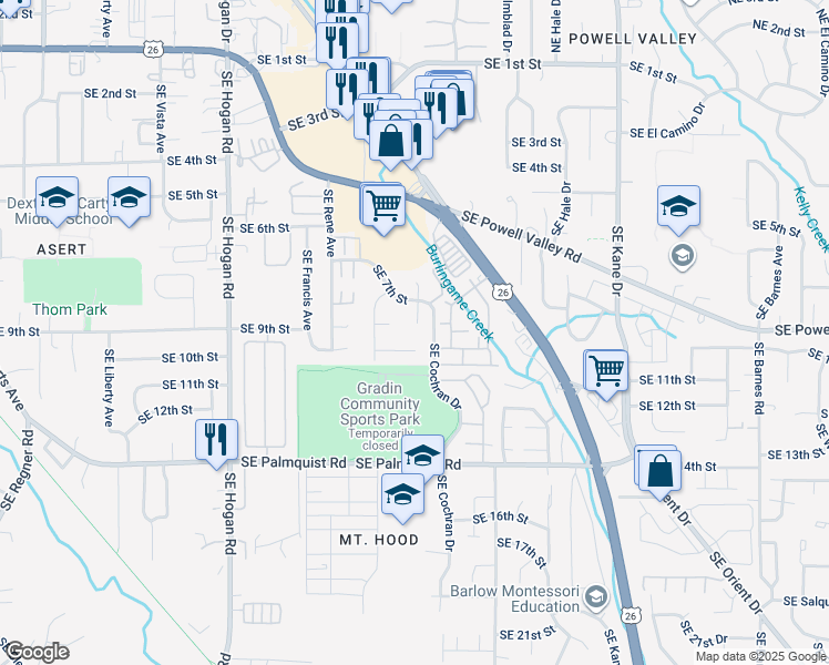 map of restaurants, bars, coffee shops, grocery stores, and more near 860-862 Southeast Lambert Circle in Gresham