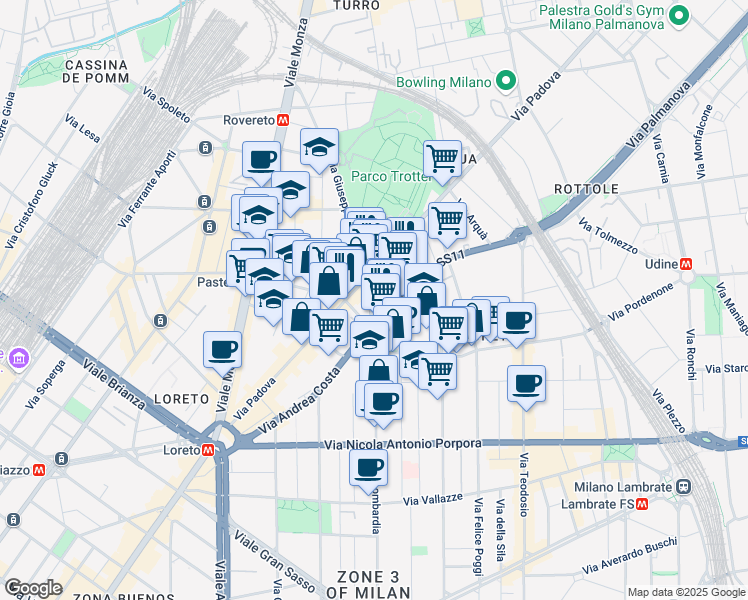map of restaurants, bars, coffee shops, grocery stores, and more near 2 Via Francesco Predabissi in Milan