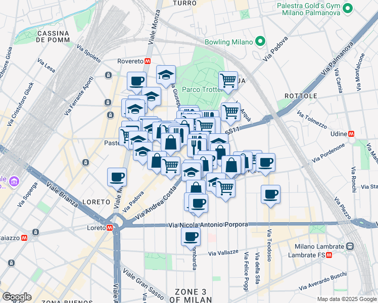 map of restaurants, bars, coffee shops, grocery stores, and more near 2 Via Francesco Predabissi in Milan