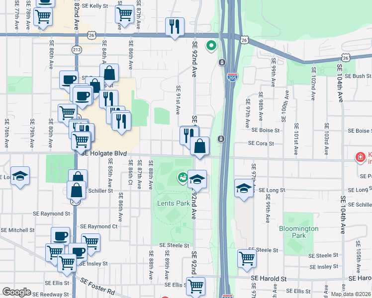 map of restaurants, bars, coffee shops, grocery stores, and more near in Portland