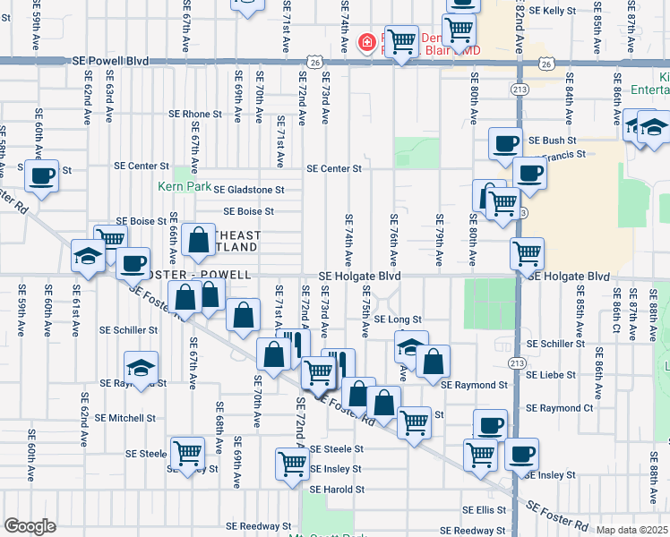 map of restaurants, bars, coffee shops, grocery stores, and more near in Portland