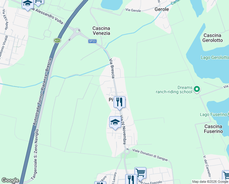 map of restaurants, bars, coffee shops, grocery stores, and more near 315B Via IV Novembre in Borgosatollo