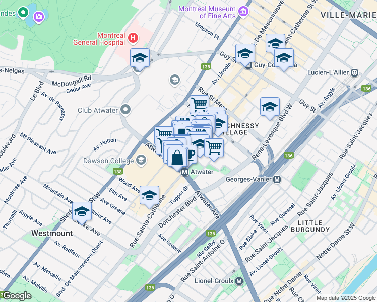 map of restaurants, bars, coffee shops, grocery stores, and more near 1429 Rue Lambert Closse in Montréal
