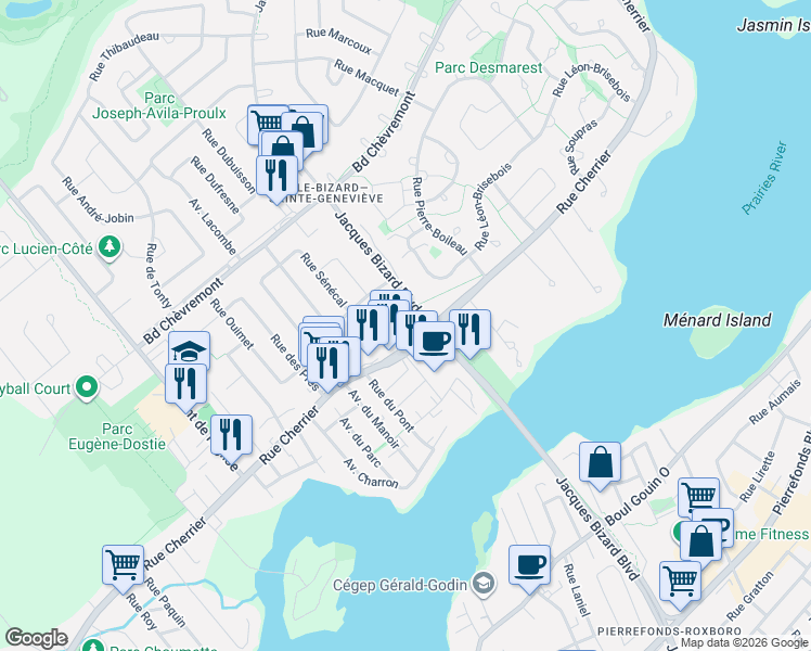 map of restaurants, bars, coffee shops, grocery stores, and more near 5 Rue Lachapelle in Montréal