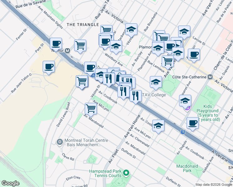 map of restaurants, bars, coffee shops, grocery stores, and more near 308 Place d'Youville in Montréal