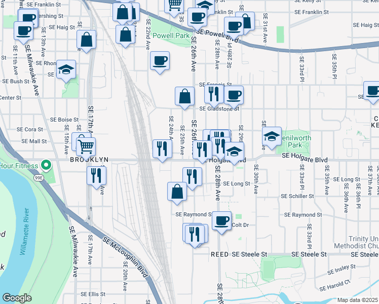 map of restaurants, bars, coffee shops, grocery stores, and more near in Portland