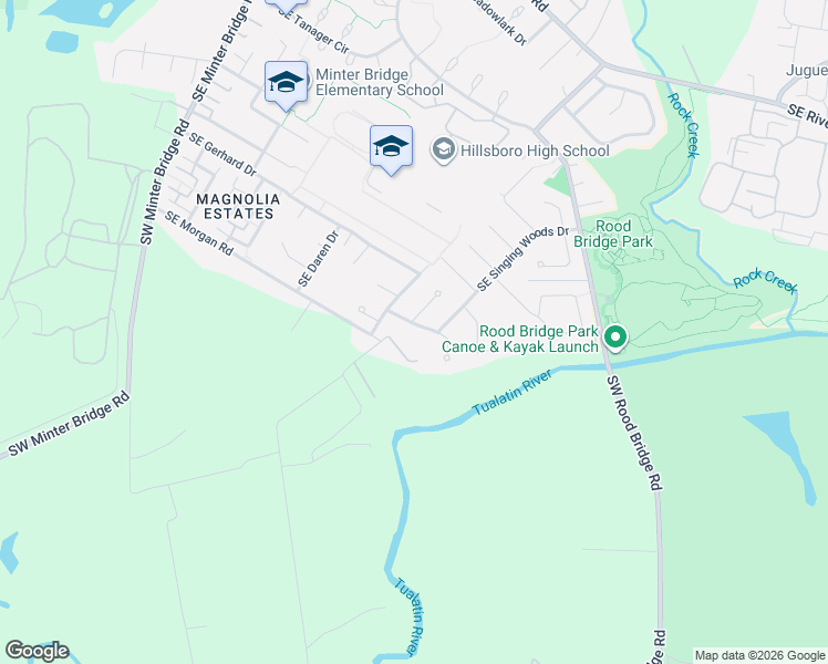 map of restaurants, bars, coffee shops, grocery stores, and more near 2264 Southeast Singing Woods Drive in Hillsboro