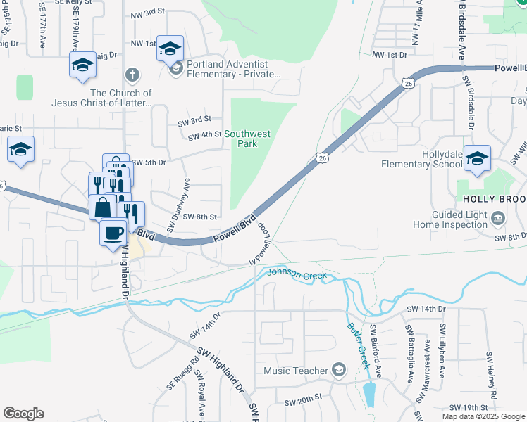 map of restaurants, bars, coffee shops, grocery stores, and more near 3320 West Powell Loop in Gresham