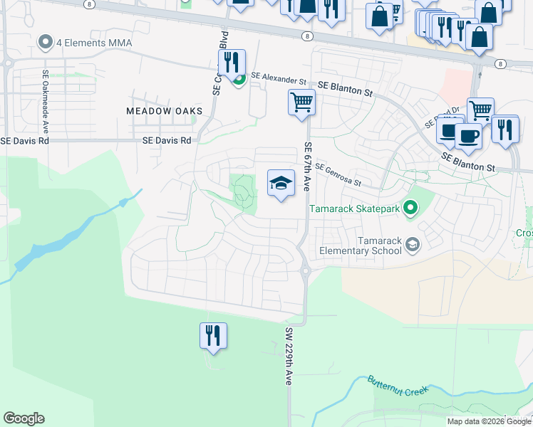 map of restaurants, bars, coffee shops, grocery stores, and more near 6470 Southeast Provence Street in Hillsboro