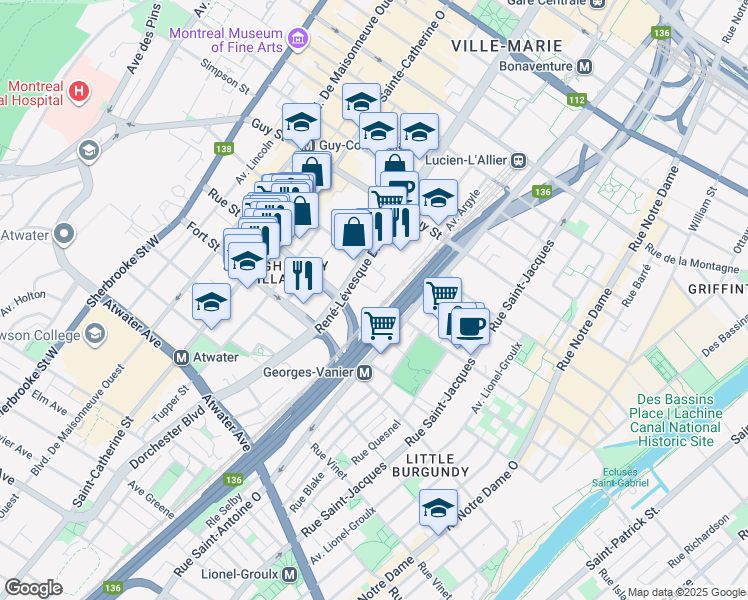 map of restaurants, bars, coffee shops, grocery stores, and more near 1770 Rue Joseph Manseau in Montréal