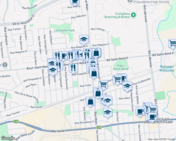 map of restaurants, bars, coffee shops, grocery stores, and more near 372 Rue Édouard -Charette in Gatineau