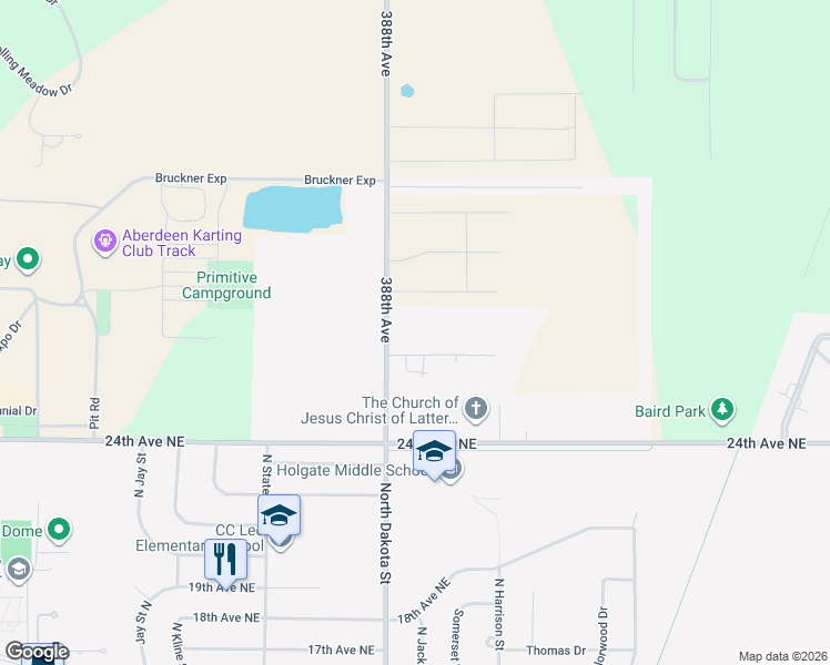 map of restaurants, bars, coffee shops, grocery stores, and more near 917 27th Avenue Northeast in Aberdeen