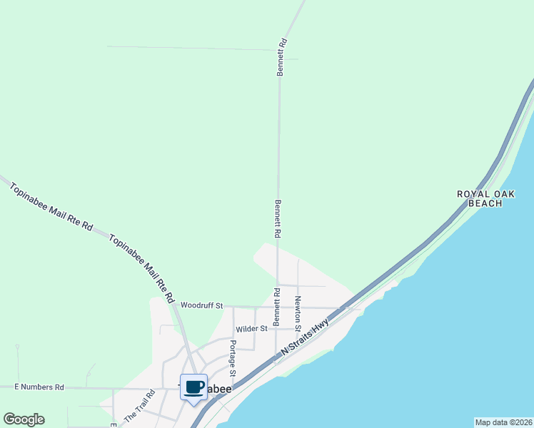 map of restaurants, bars, coffee shops, grocery stores, and more near 2053 Bennett Road in Cheboygan