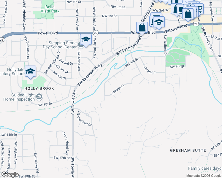 map of restaurants, bars, coffee shops, grocery stores, and more near 422 Southwest Overlook Court in Gresham