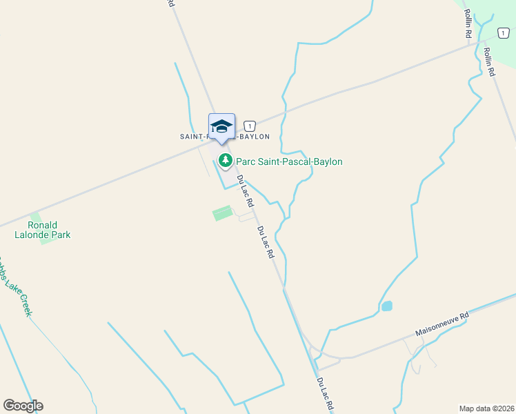 map of restaurants, bars, coffee shops, grocery stores, and more near 2489 Du Lac Road in Clarence-Rockland