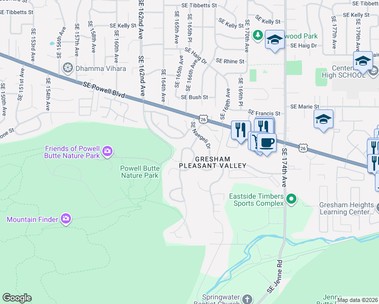 map of restaurants, bars, coffee shops, grocery stores, and more near 4223 Southeast Anderegg Drive in Portland