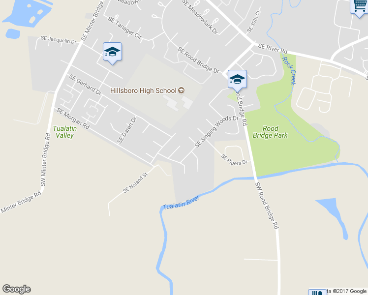 map of restaurants, bars, coffee shops, grocery stores, and more near 3702 Southeast Meier Court in Hillsboro