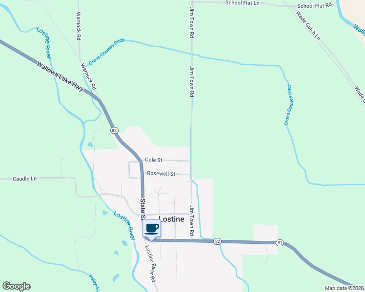 map of restaurants, bars, coffee shops, grocery stores, and more near 68032 Jim Town Road in Lostine