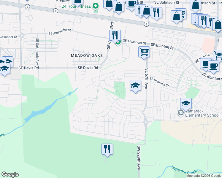 map of restaurants, bars, coffee shops, grocery stores, and more near 3931 Southeast Centifolia in Hillsboro