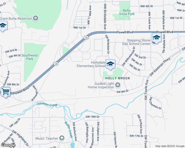map of restaurants, bars, coffee shops, grocery stores, and more near 603 Southwest Mawrcrest Drive in Gresham