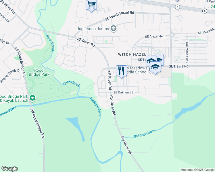 map of restaurants, bars, coffee shops, grocery stores, and more near 3774 Southeast McKenzie Avenue in Hillsboro