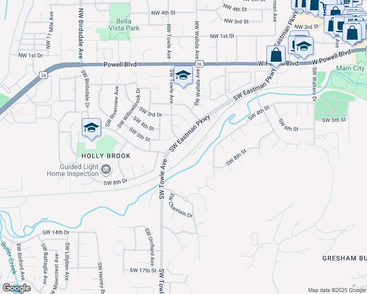 map of restaurants, bars, coffee shops, grocery stores, and more near 700 Southwest Eastman Parkway in Gresham