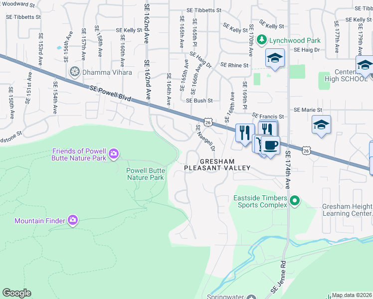 map of restaurants, bars, coffee shops, grocery stores, and more near 4223 Southeast Anderegg Drive in Portland