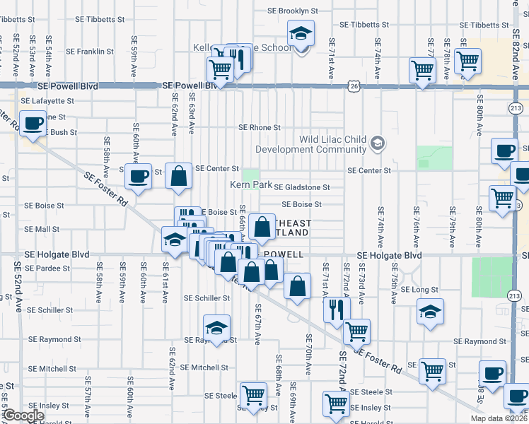 map of restaurants, bars, coffee shops, grocery stores, and more near in Portland