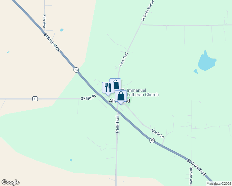 map of restaurants, bars, coffee shops, grocery stores, and more near in Almelund