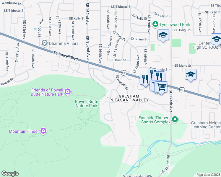map of restaurants, bars, coffee shops, grocery stores, and more near 4223 Southeast Anderegg Drive in Portland