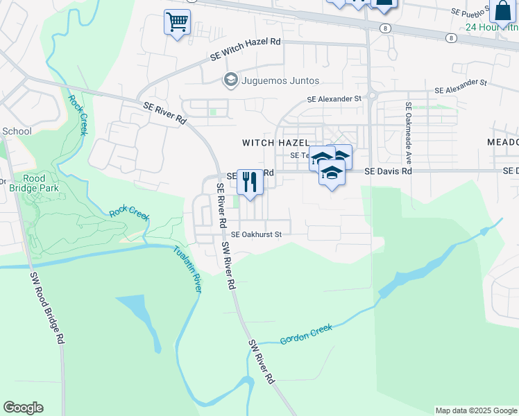 map of restaurants, bars, coffee shops, grocery stores, and more near 3798 Southeast Scarlet Place in Hillsboro